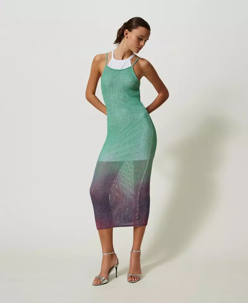 MYFOXACTITUDE
Abito lungo MYFO in maglia lurex con sottoveste 241AQ3142 Verde