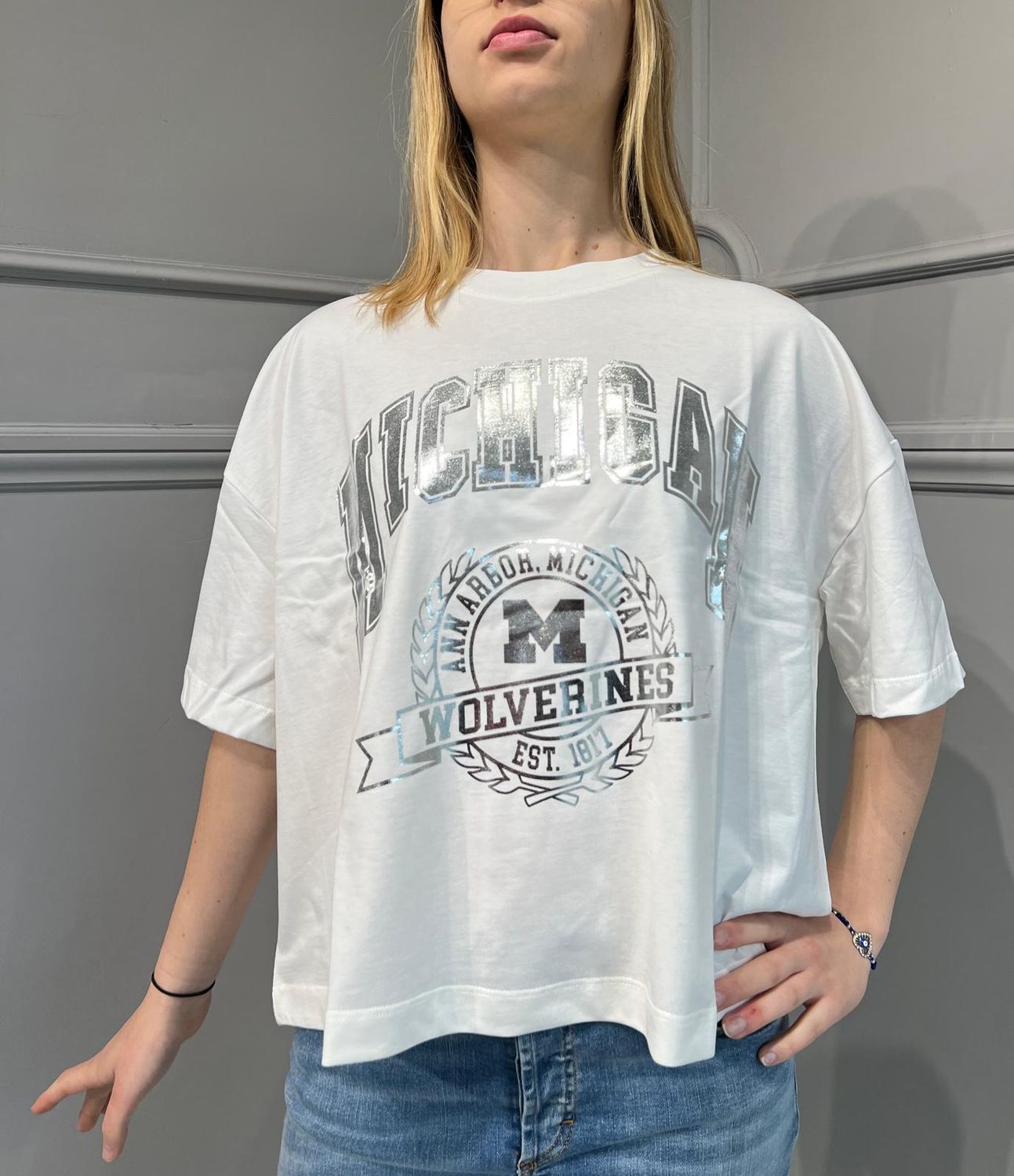 VICOLO - T-shirt RB0698 Bianco/Argento