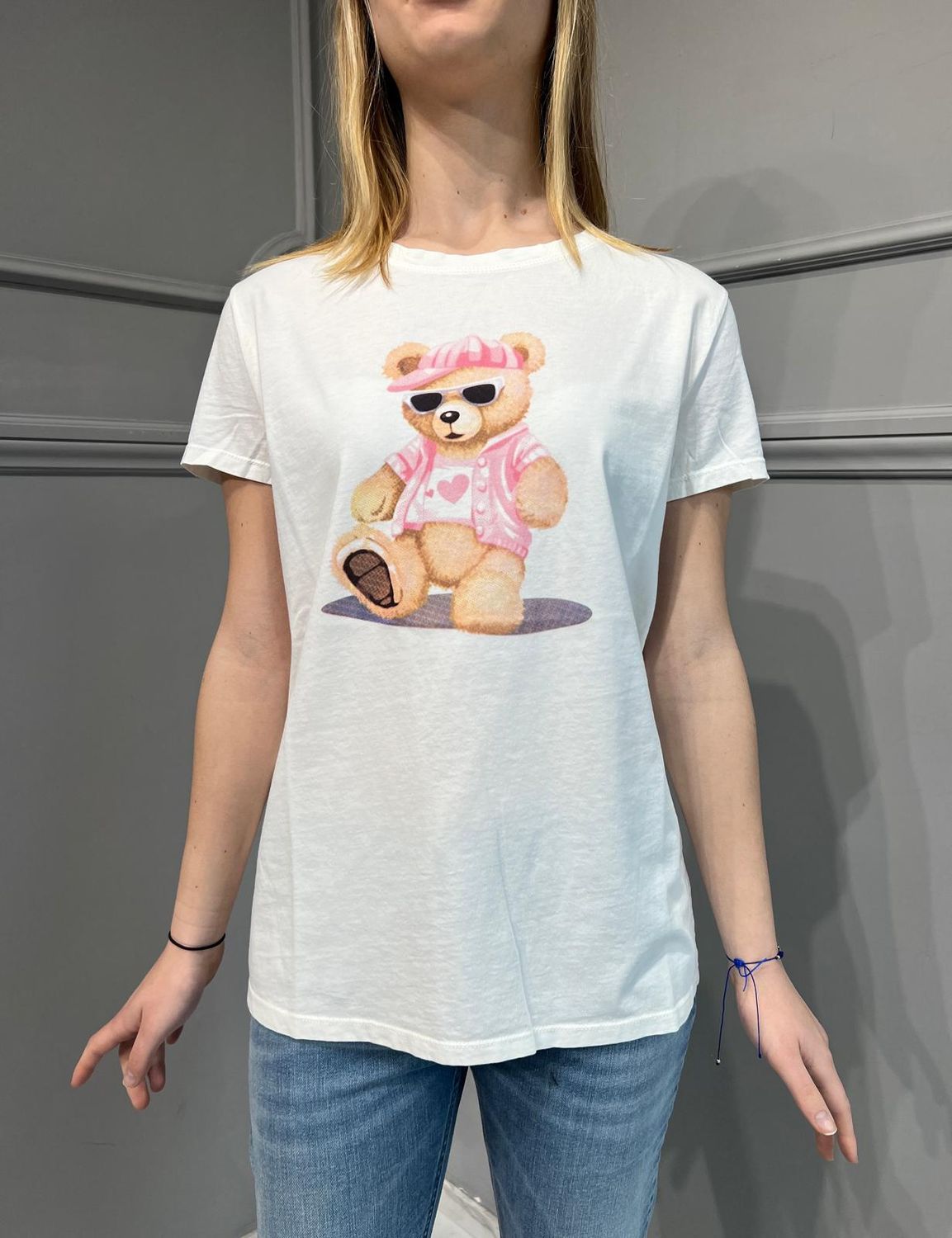 VICOLO - T-Shirt Orso RB0739 Bianco BubbleRB0739