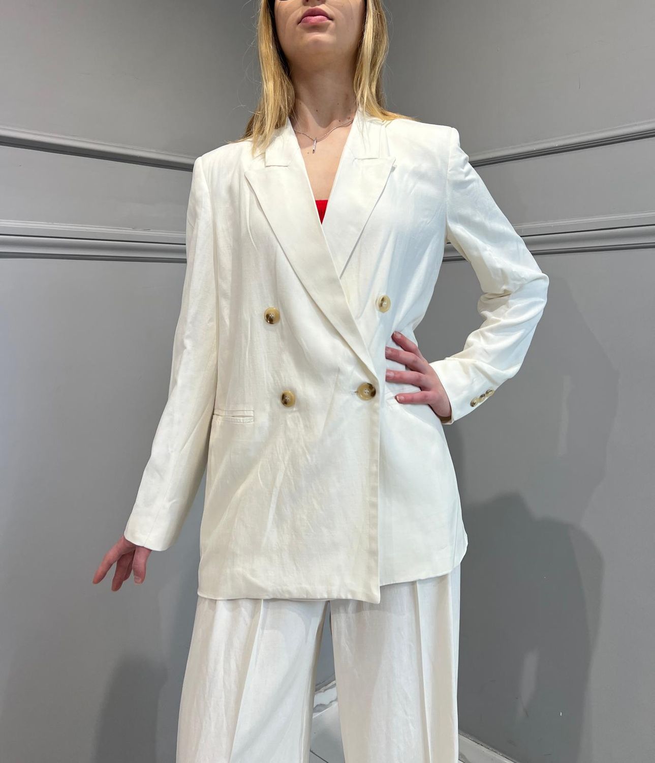 VICOLO - Giacca lino e viscosa Burro SKU: TB1567