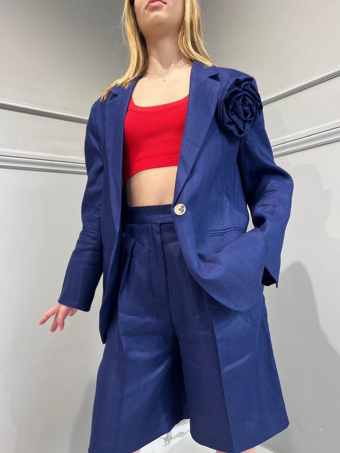 VICOLO - Giacca Lino Spilla SKU: TB1500 Blu