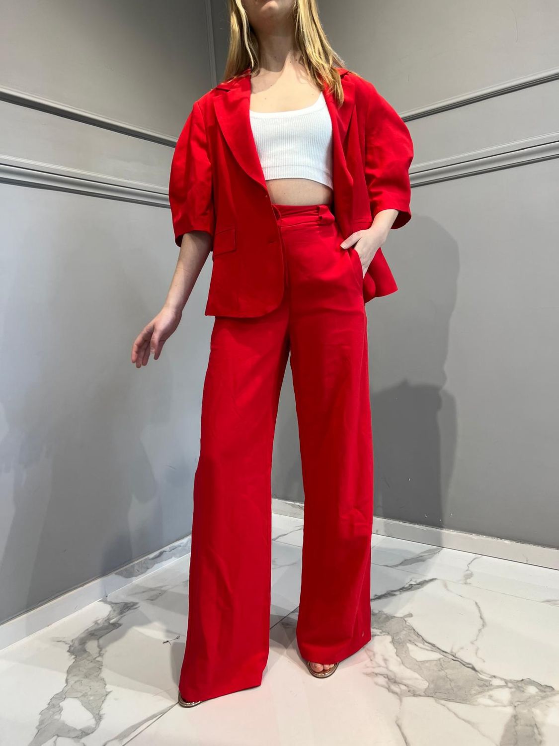 Tensione In - Giacca manica corta bombata Art. 24B2284 Rosso