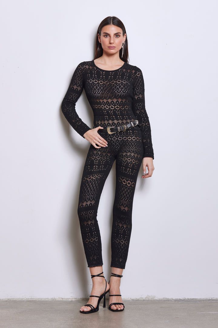 AKEP - JUMPSUIT IN MAGLIA A MANICA LUNGA VSKD05098  Nero