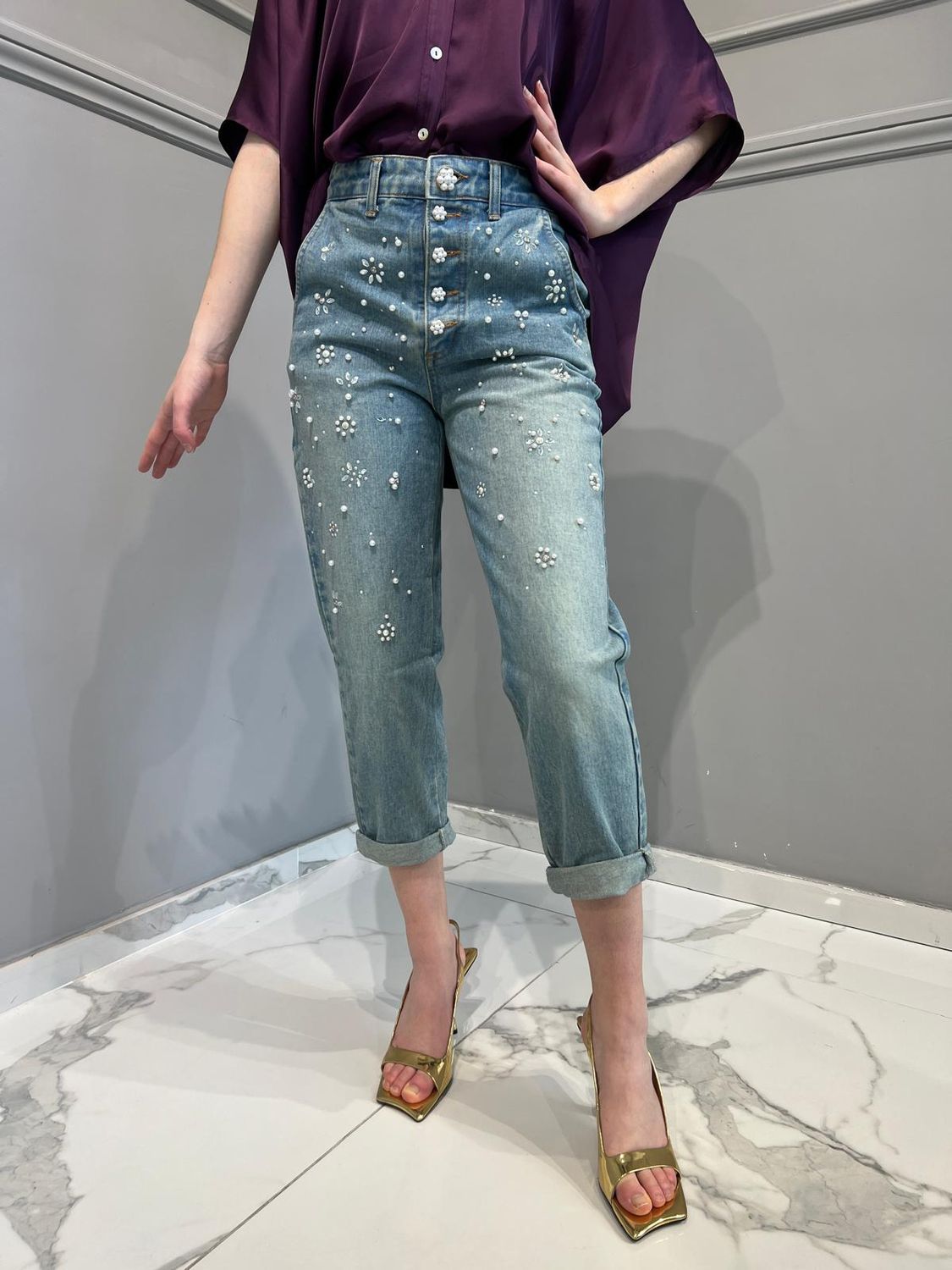 TENSIONE IN - Jeans Perle e Strass - Blu SKU: TI2127PE24CAMP