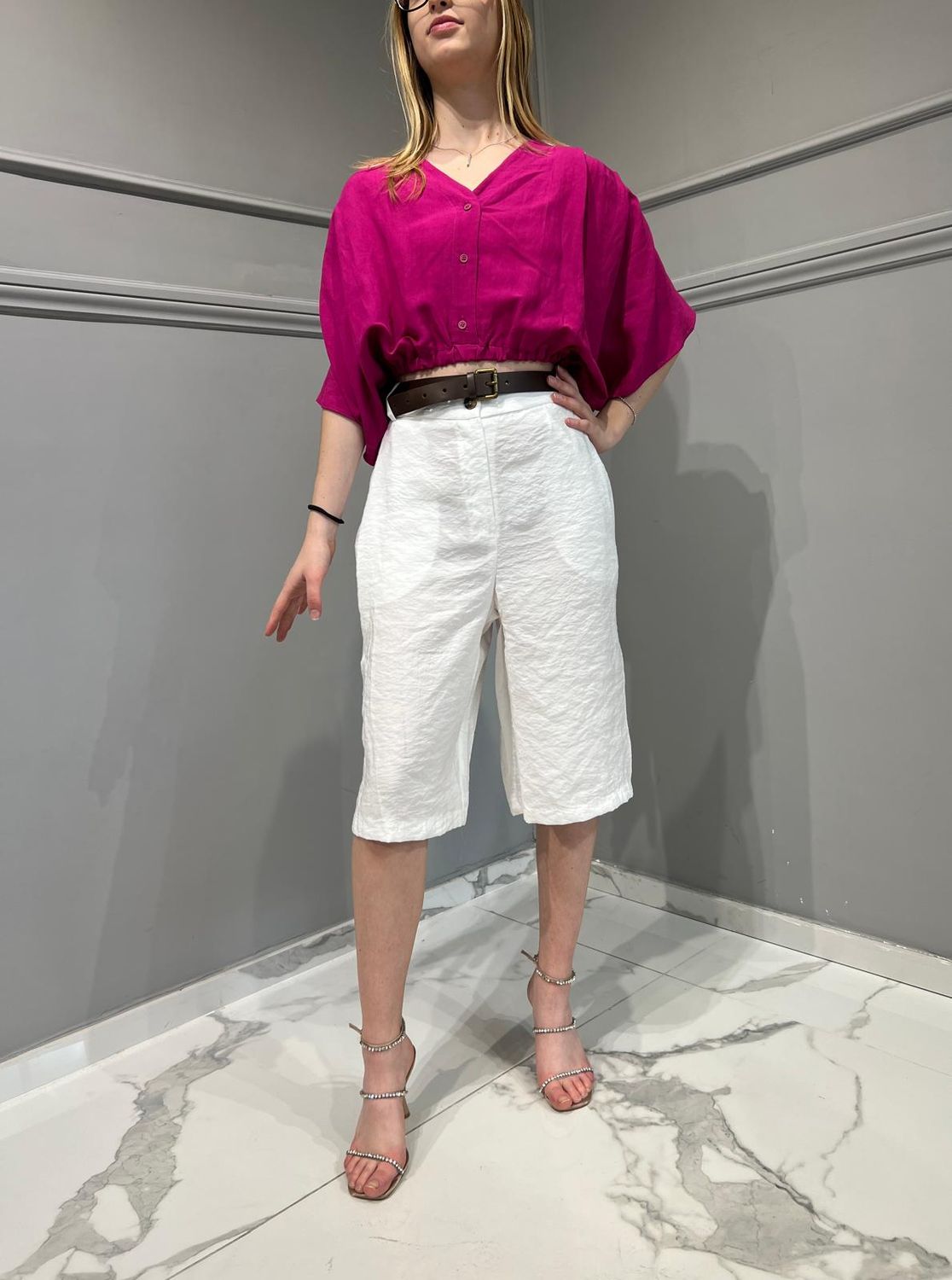 TENSIONE IN - Blusa Kimono Bottoncini - art. 34359  Azalea