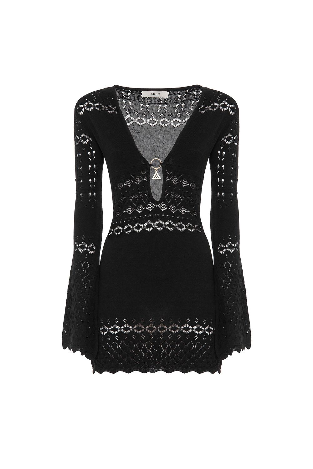 AKEP - ABITO CORTO IN MAGLIA PUNTO PIZZO CON DETTAGLIO LOGO VSKD05012 Nero