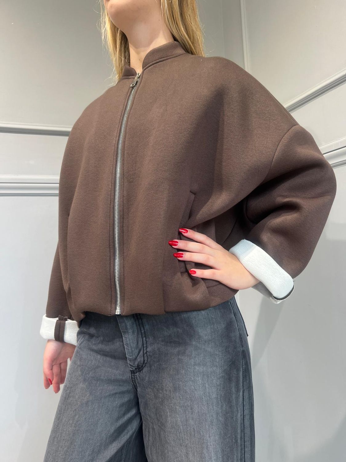 TENSIONE IN - Bomber neoprene cioccolato/burro - art: 224144