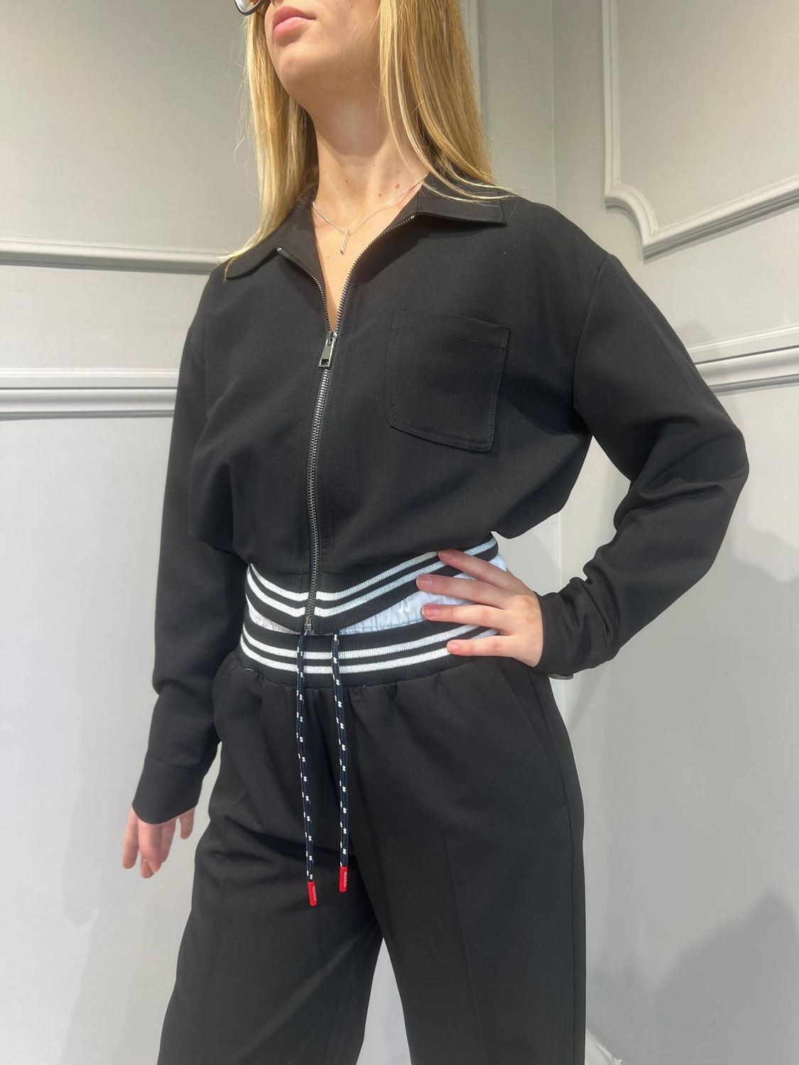 VICOLO - Giubbino corto -art: TS0548 nero/bianco