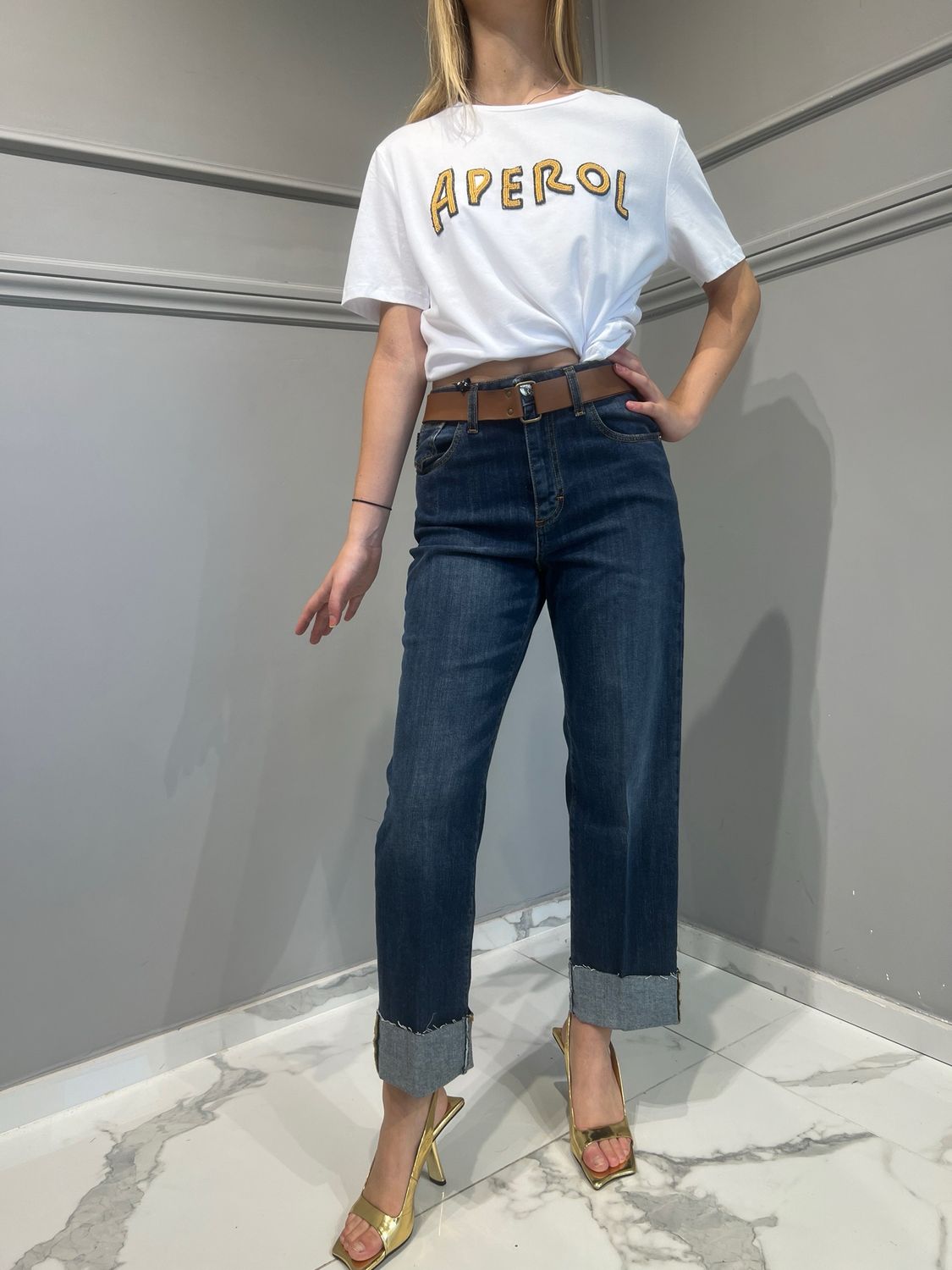 MOTEL - T-shirt Aperol con perline - art: 35086G