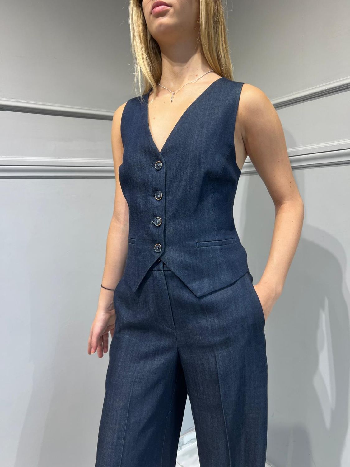 TENSIONE IN - Completo gilet+pantalone - art: 25C3682 effetto Jeans