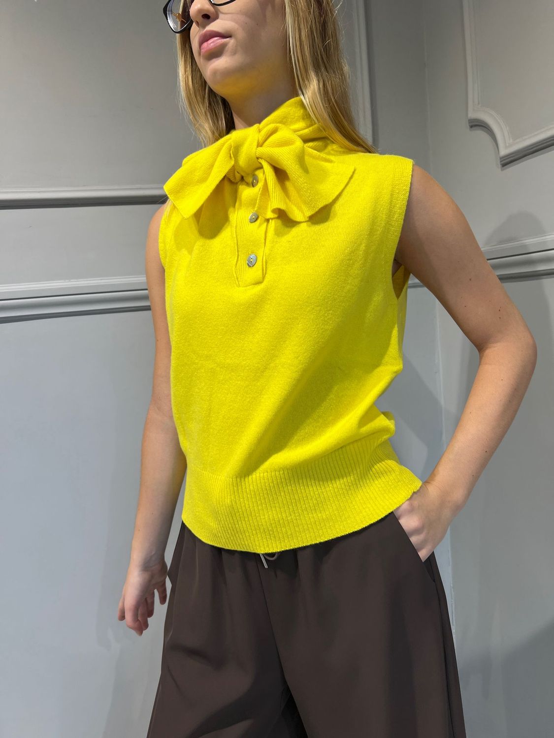 TENSIONE IN - Maglia fiocco - art: 2240187 giallo