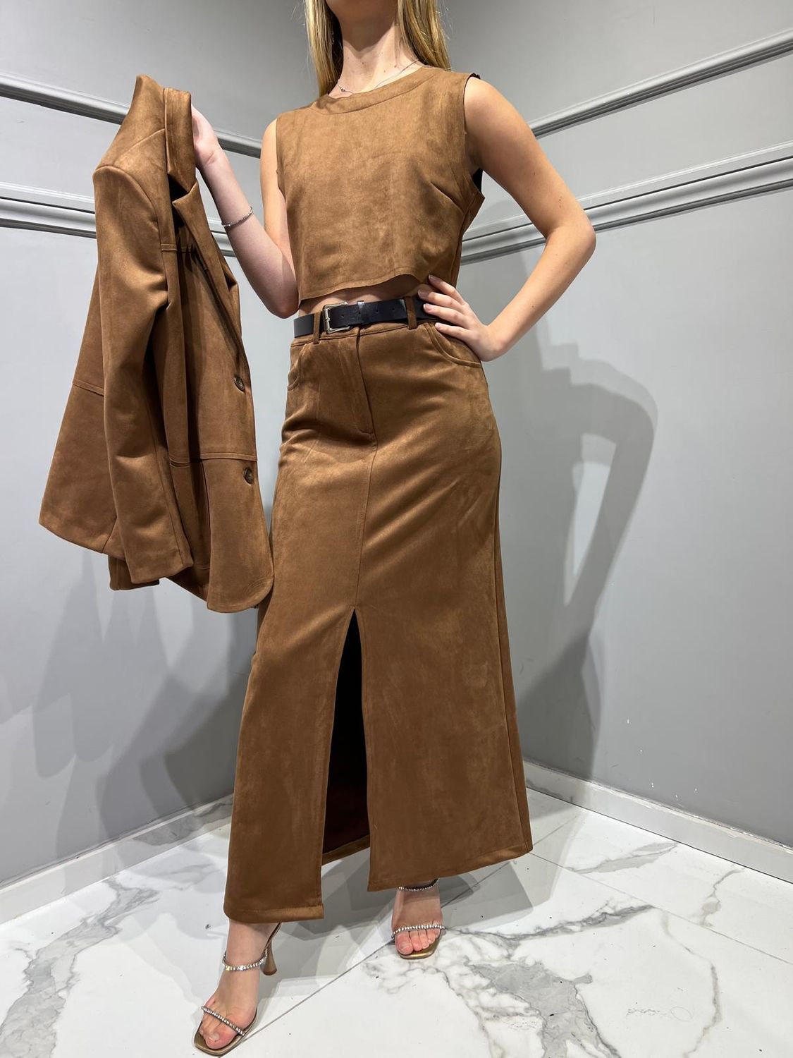 HAVE ONE - Longuette con spacco - GMA-M049 - Tabacco