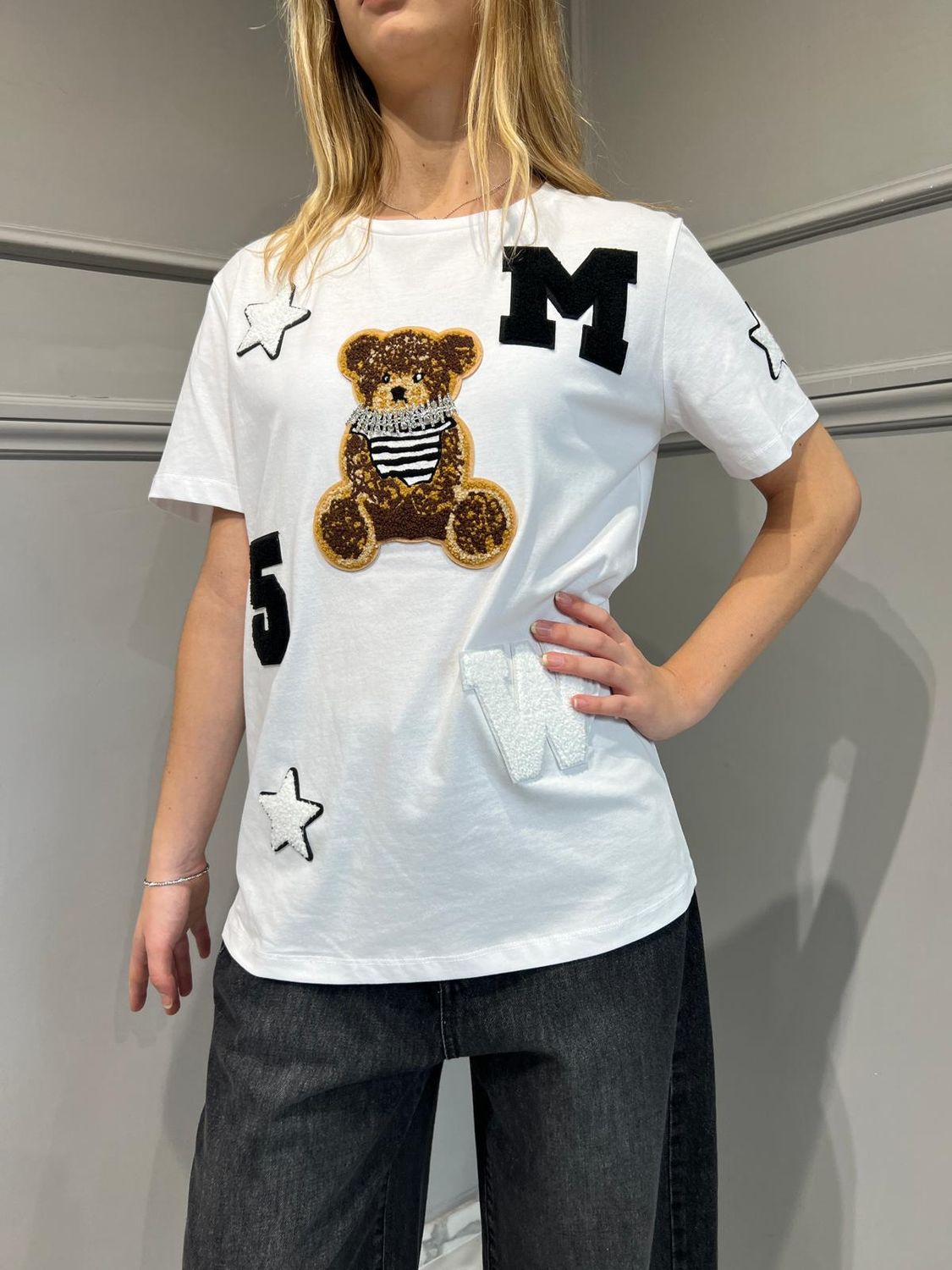 TENSIONE IN - T-shirt con orso - 35152 - Panna