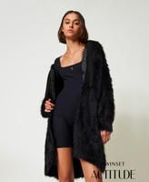 TWINSET Myfo x Actitude Cappotto MYFO in maglia con cappuccio Nero