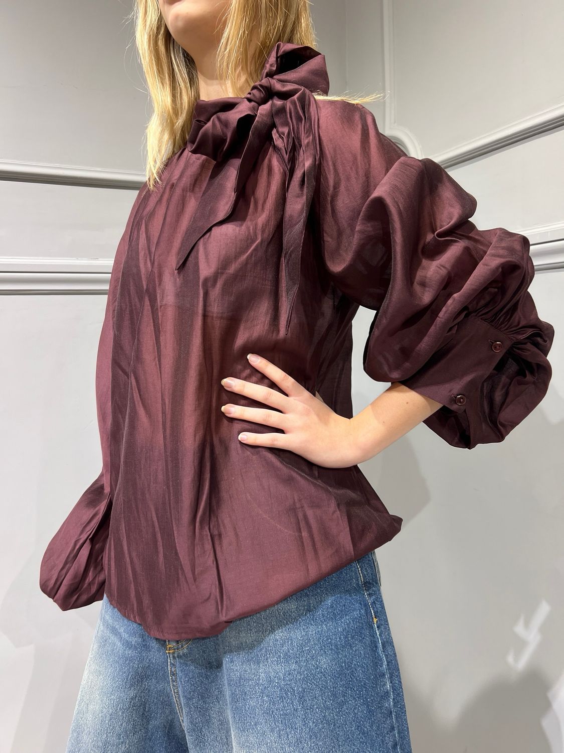TENSIONE IN - camicia con fiocco - 25C3676 bordeaux