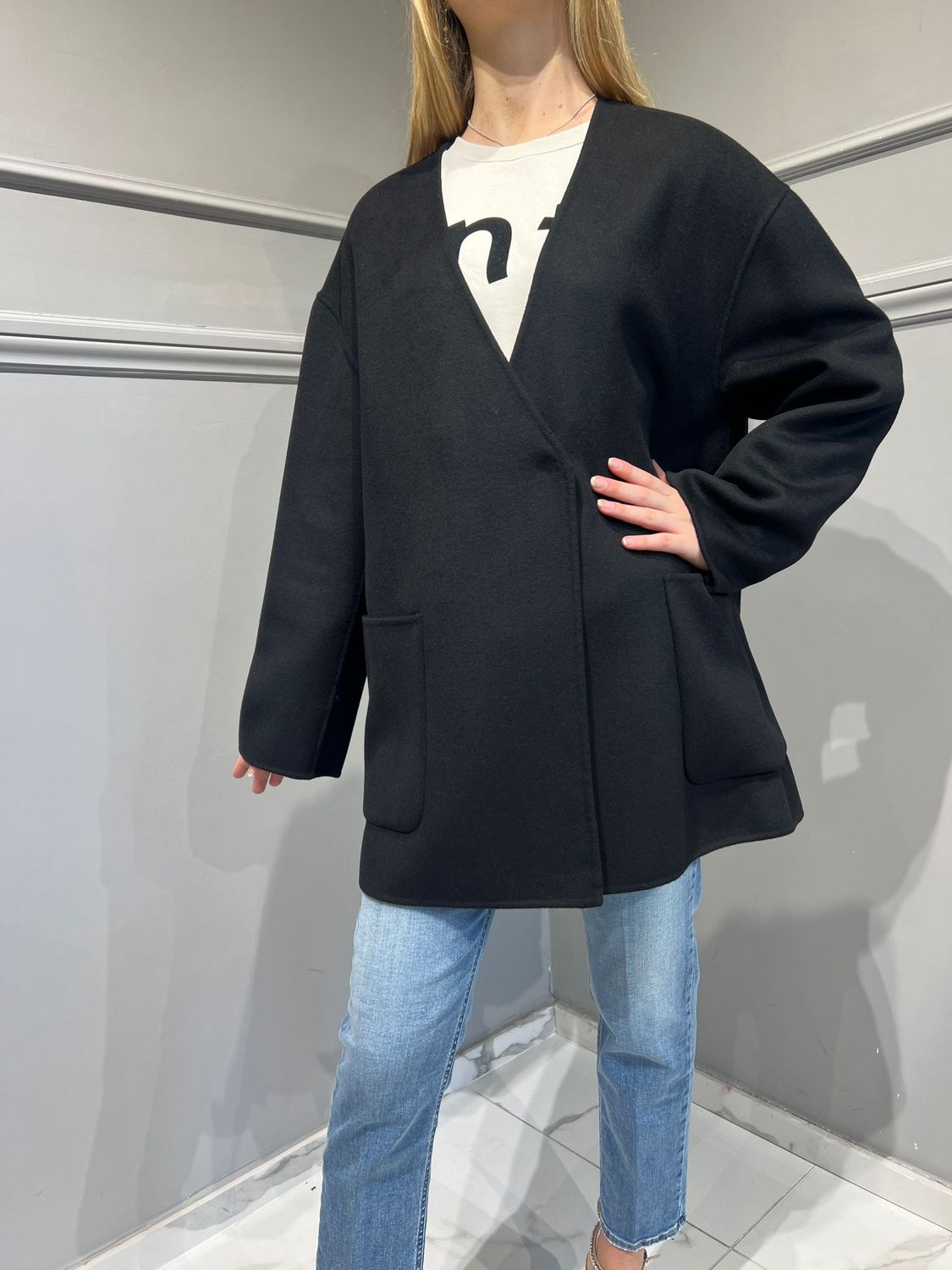 VICOLO - Giacca outdoor in lana handmade - TS0031 - Nero