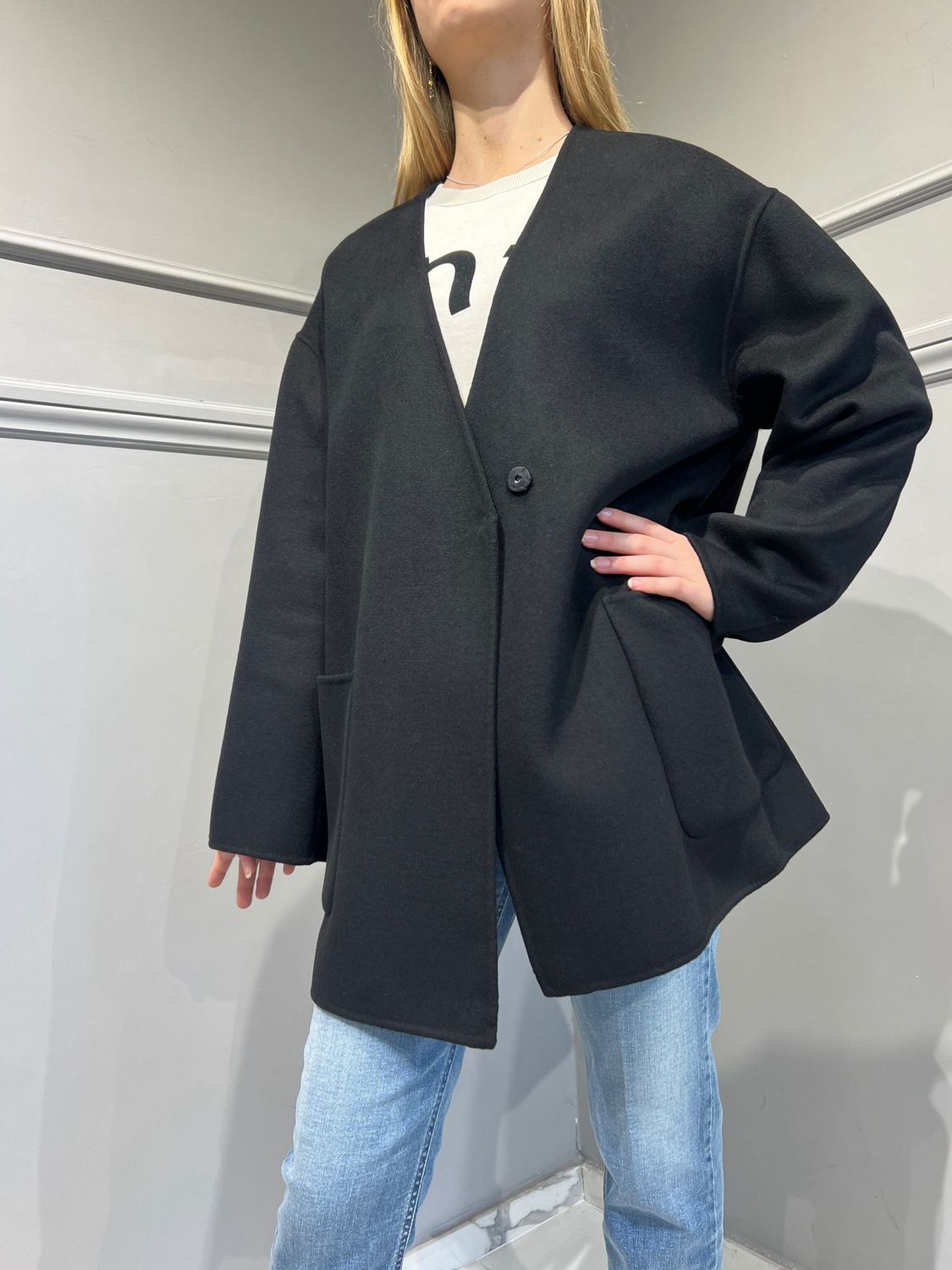 VICOLO - Giacca outdoor in lana handmade - TS0031 - Nero VICOLO - Giacca outdoor in lana handmade - TS0031 - Nero