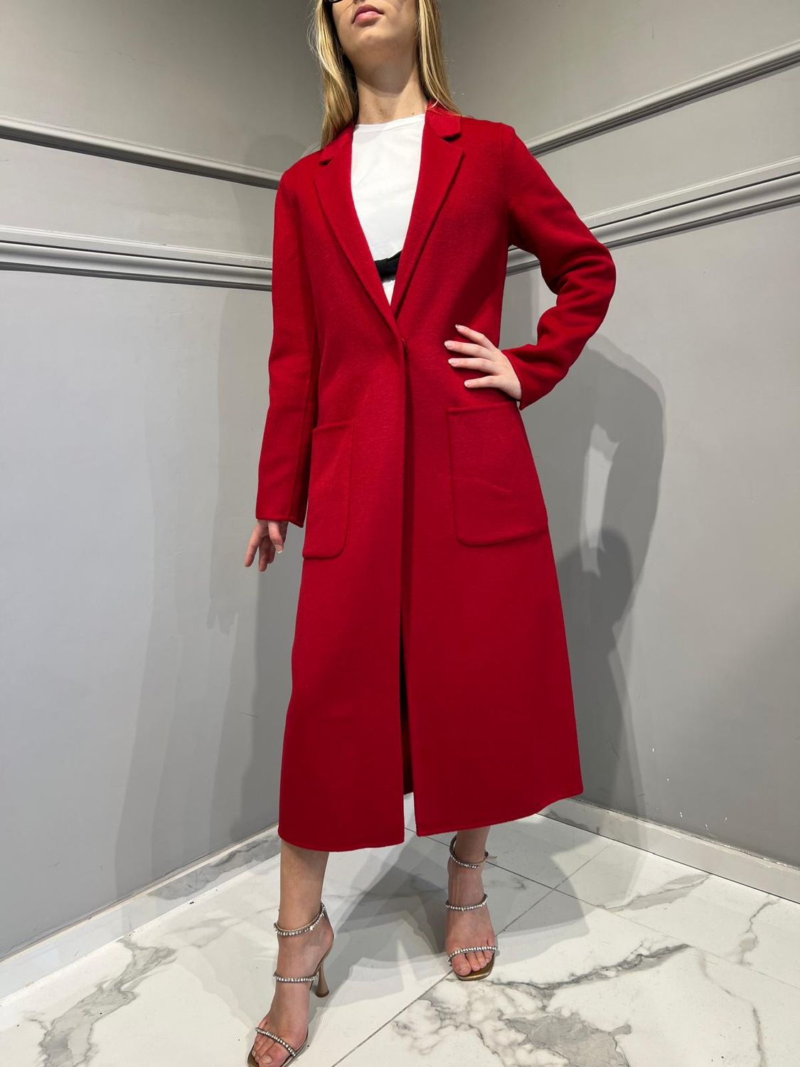 VICOLO - Cappotto hand made un petto lungo Rosso TS0005 VICOLO - Cappotto hand made un petto lungo Rosso TS0005