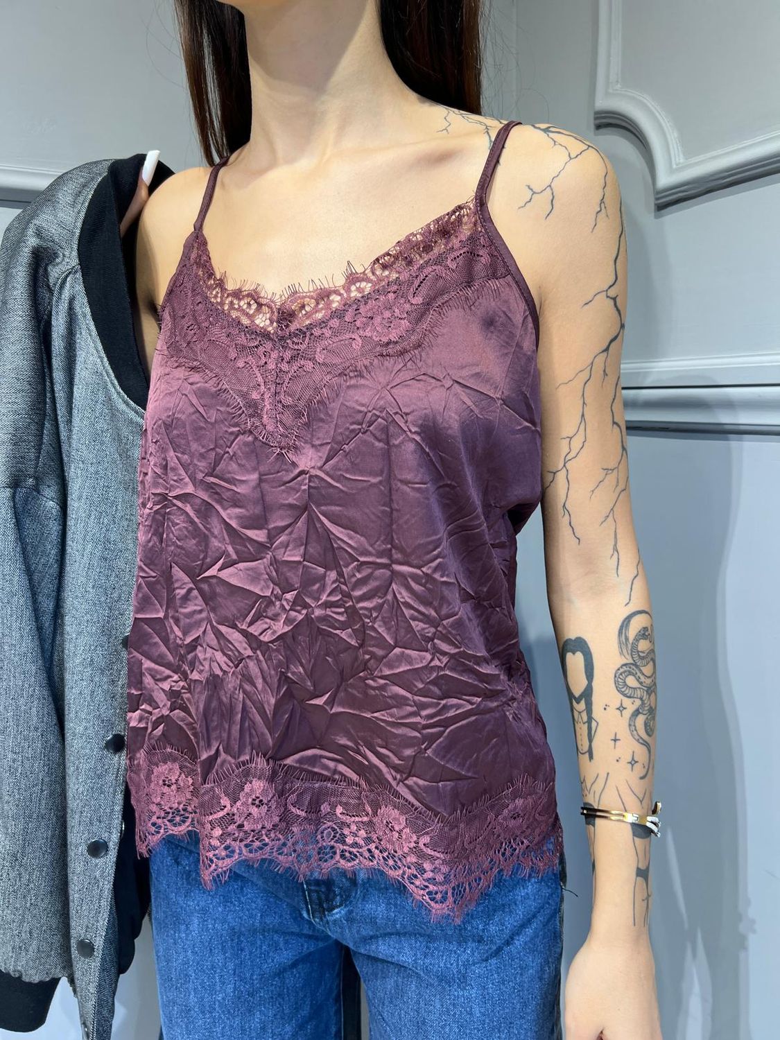 TENSIONE IN - Top con pizzo - W24T597 - Bordeaux