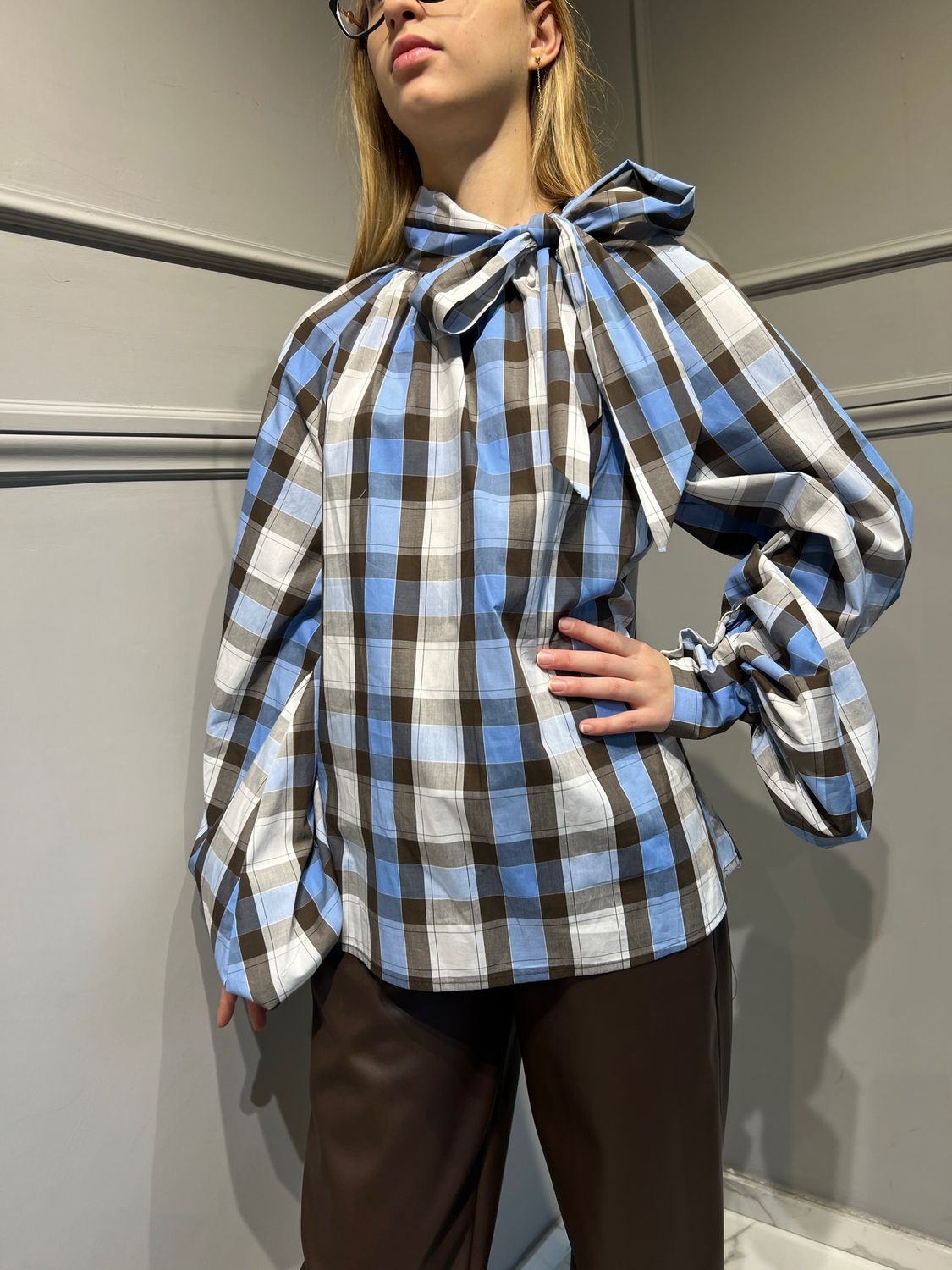 TENSIONE IN - Camicia quadri con fiocco - 35C4118