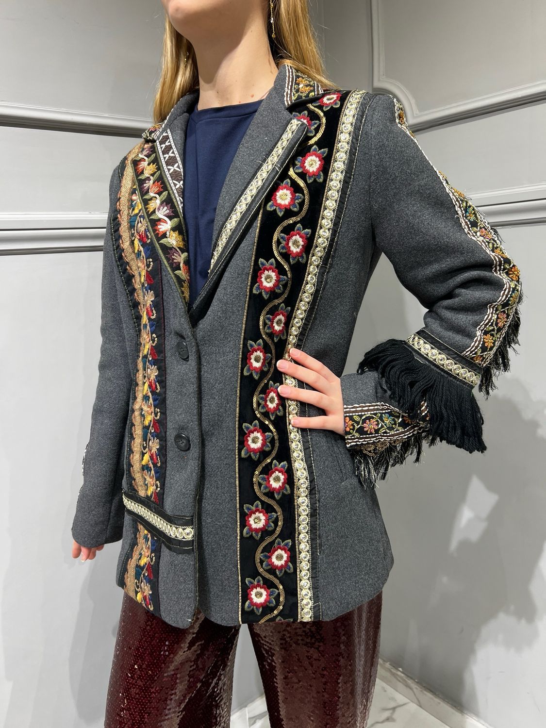 TENSIONE IN - giacca in panno con passamanerie 35438