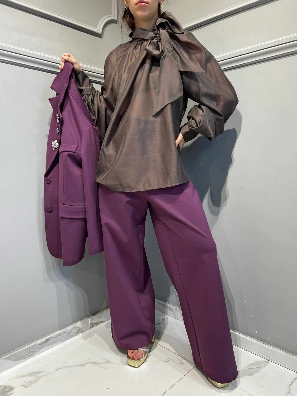 TENSIONE IN - camicia fiocco 25c3676 - moro