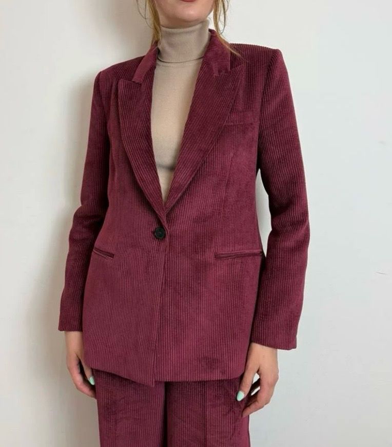 VICOLO - giacca velluto a coste avvitata un bottone - bordeaux
