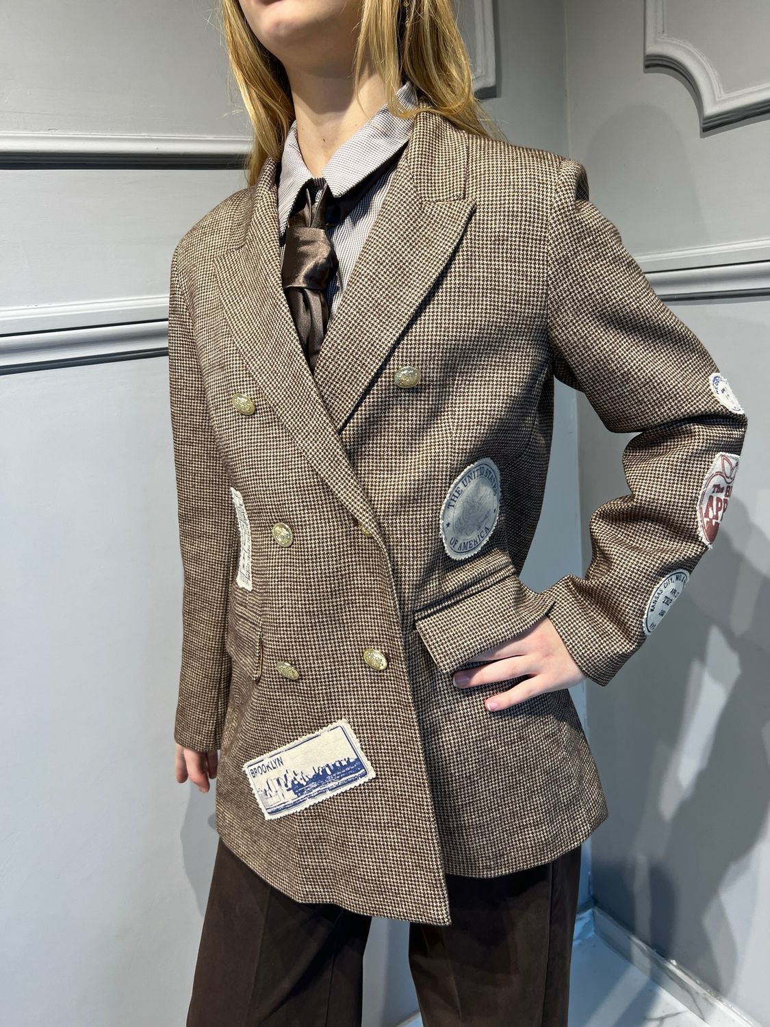 MOTEL - giacca con patch 35431G - moro