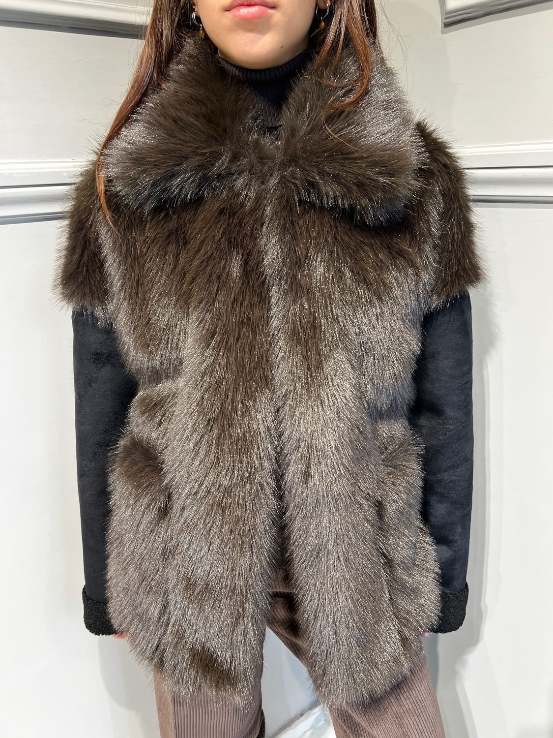 MOTEL - ecomontone con ecopelliccia 224188-bl - moro/nero