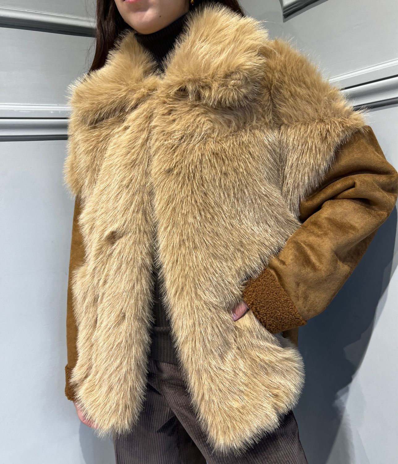 MOTEL - giacca ecomontone e eco pelliccia 2241882L - cammello