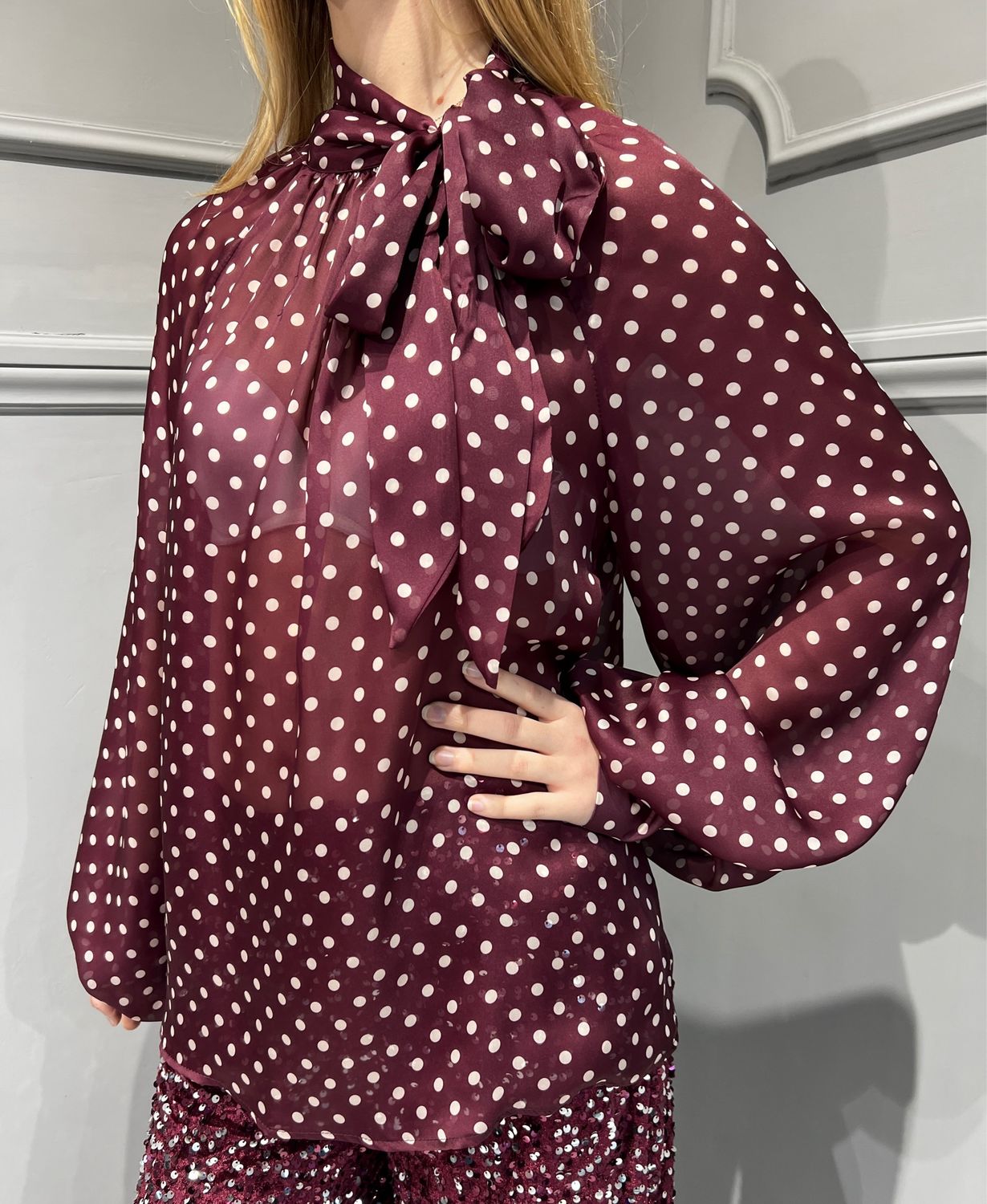 TENSIONE IN - camicia pois 25c4536 - bordeaux/rosa