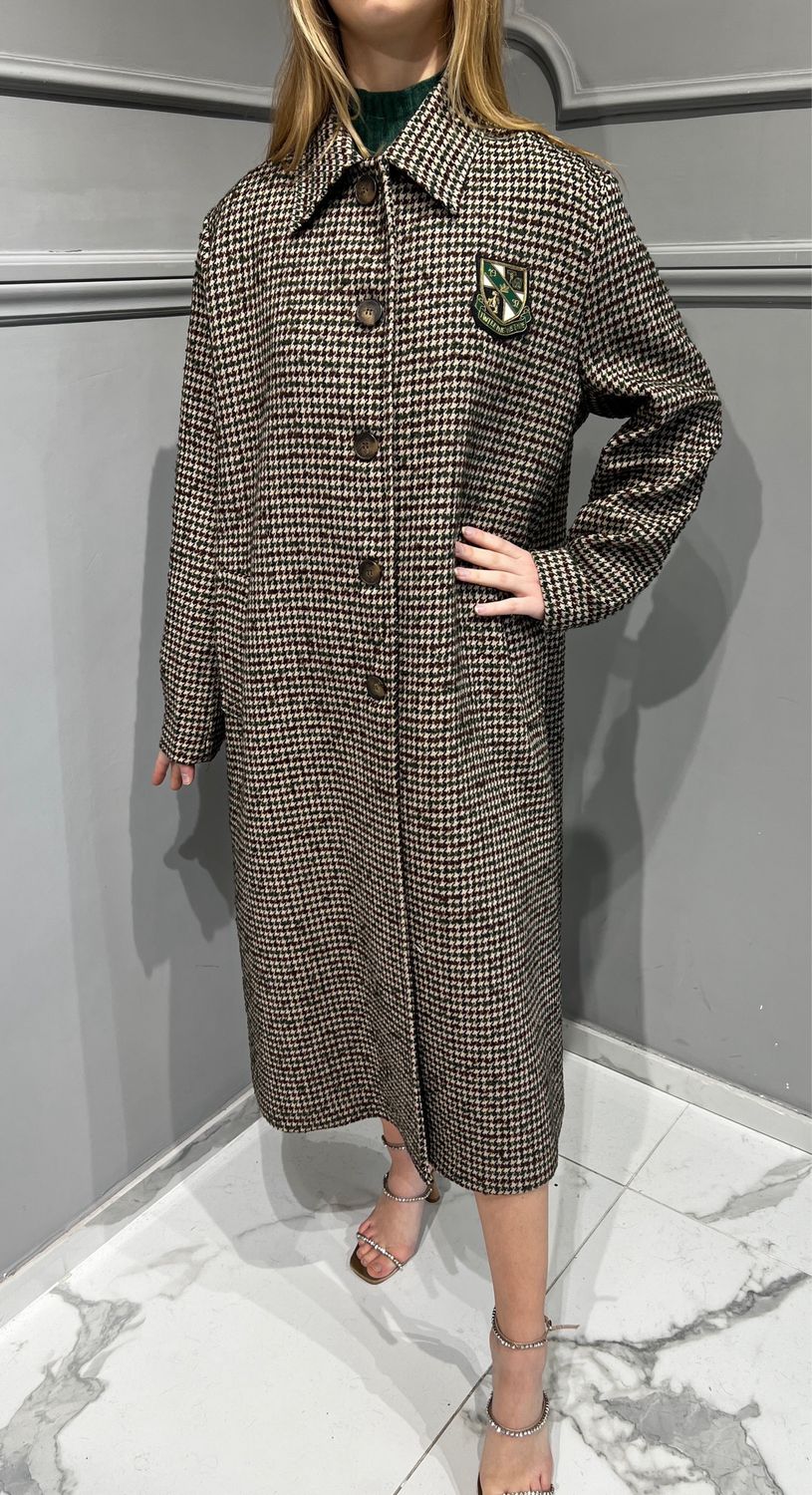 TENSIONE IN - cappotto piede de poule mono petto con colletto e stemma 35706 - variante unica