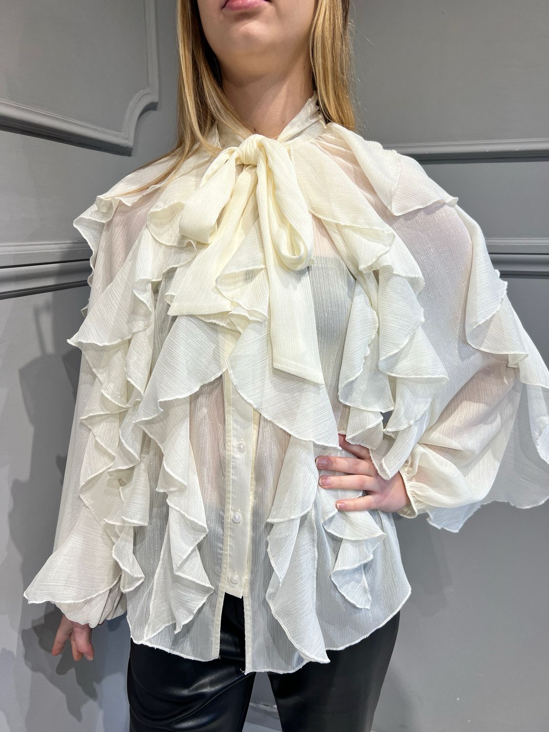 MOTEL - camicia rouges in lurex C30051MO - panna