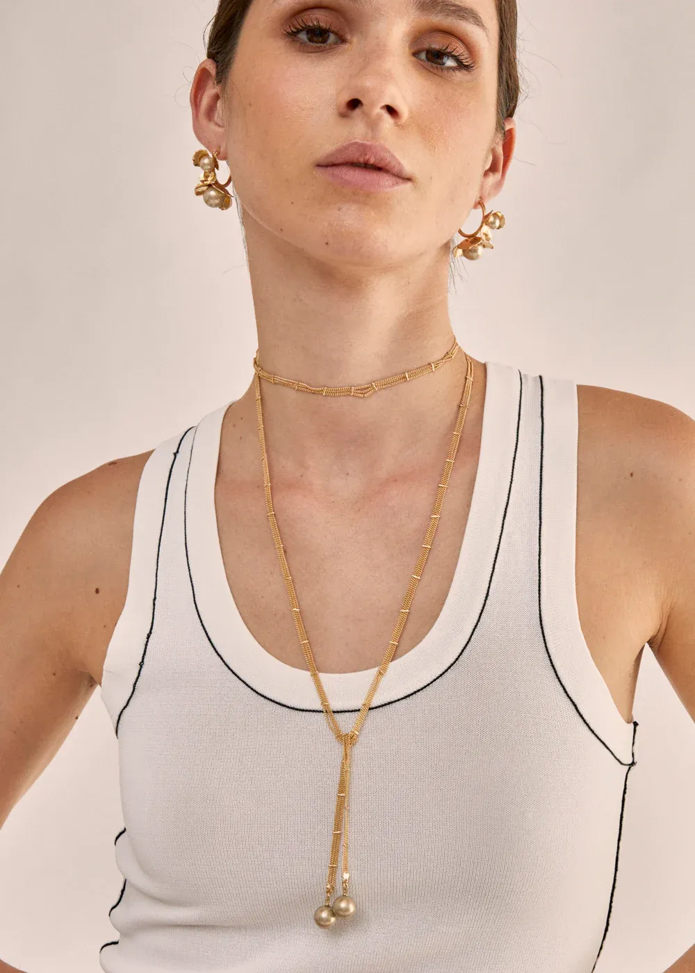 NALI&#39; - Collana lunga modulabile Oro + Perle - EMCL0878