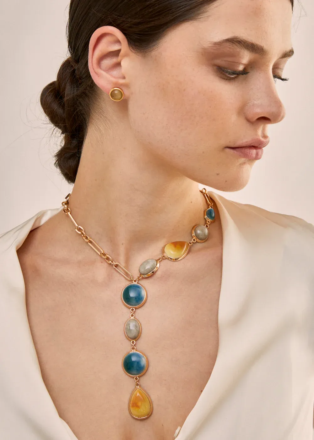 NALI&#39; - Collana Oro con pietre Ottano / Ocra - HACL0056