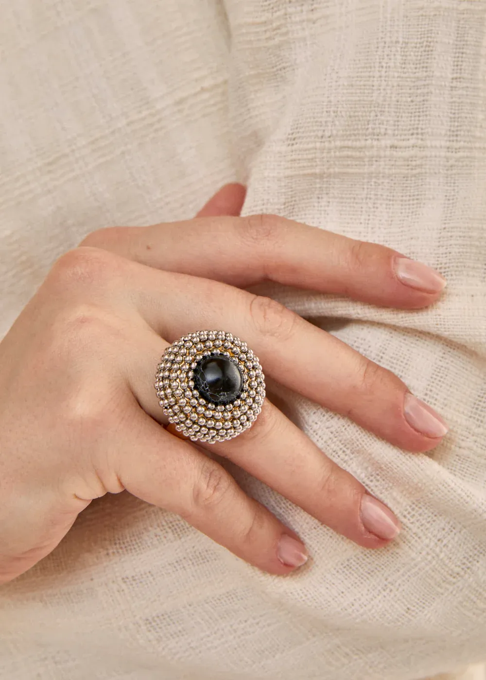 NALI' - Anello tondo acc. inos. Oro / Silver / Nero - DWAN0225