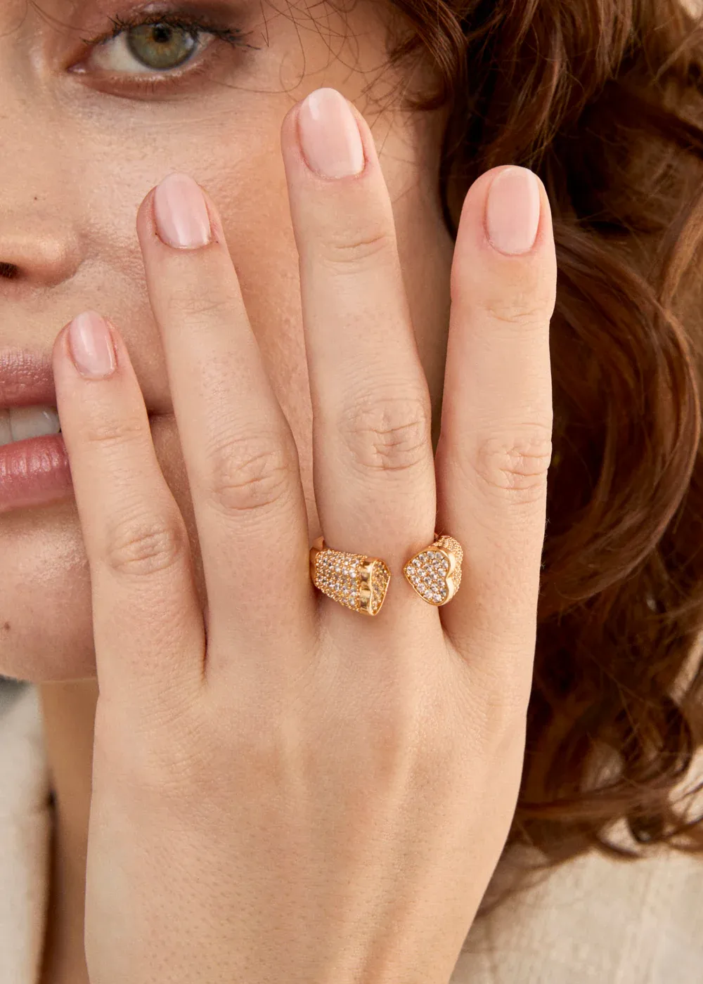 NALI' - Anello cuori Oro con zirconi - MEAN0273