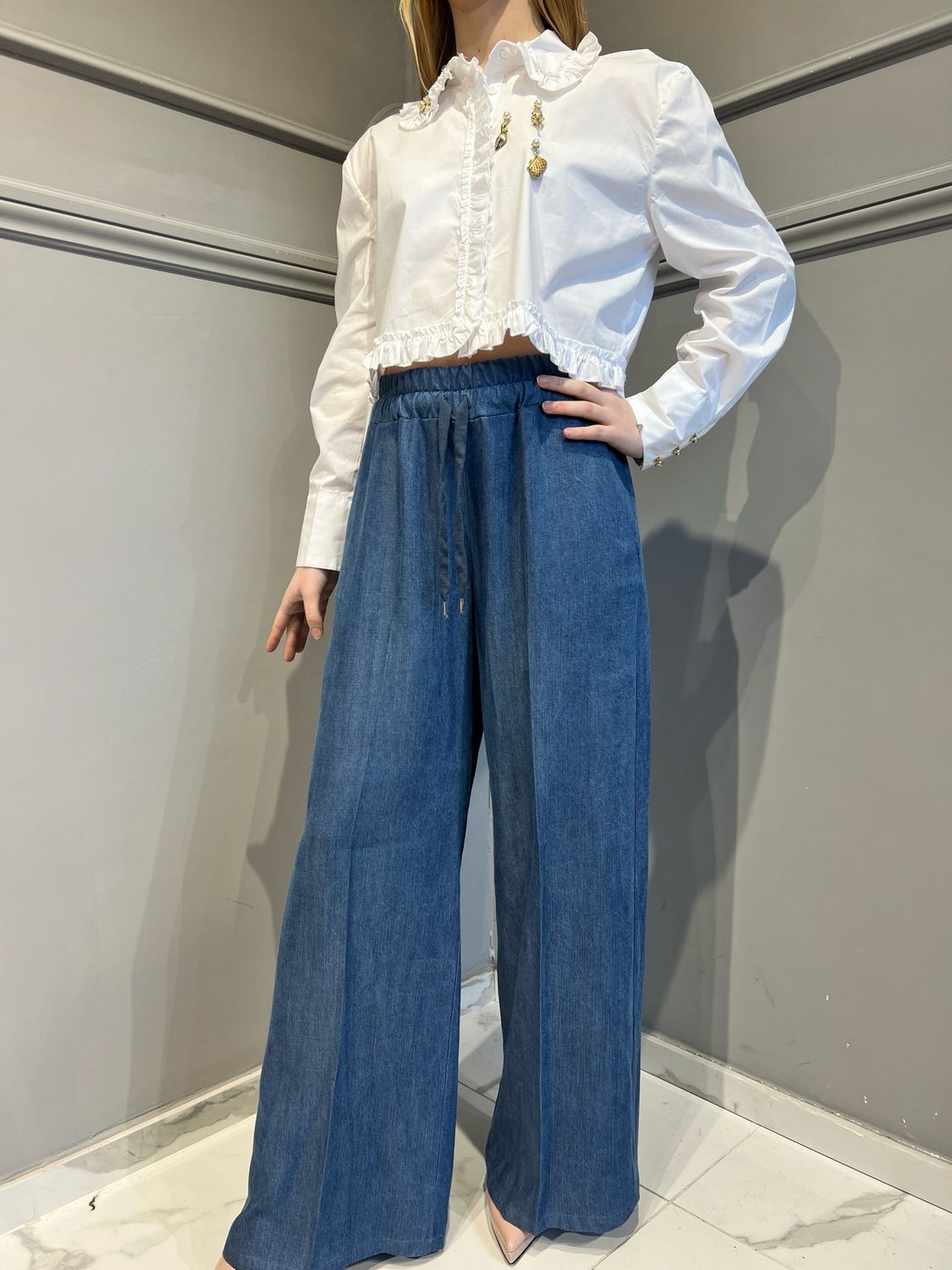 MOTEL - camicia colletto con rouges e spille W24C965 - bianco