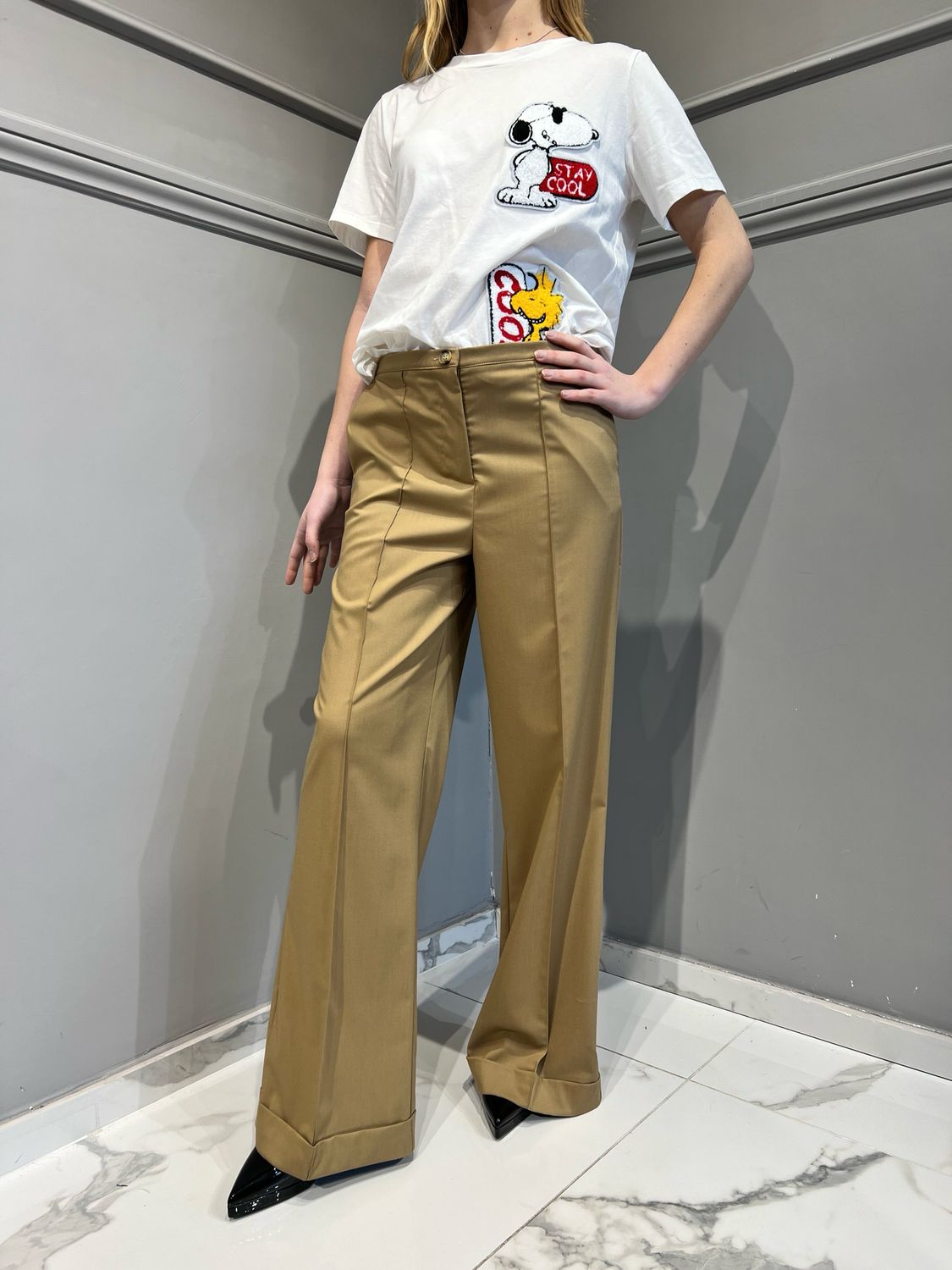 TENSIONE IN - pantalone Cesare con risvolto 4053 - camel