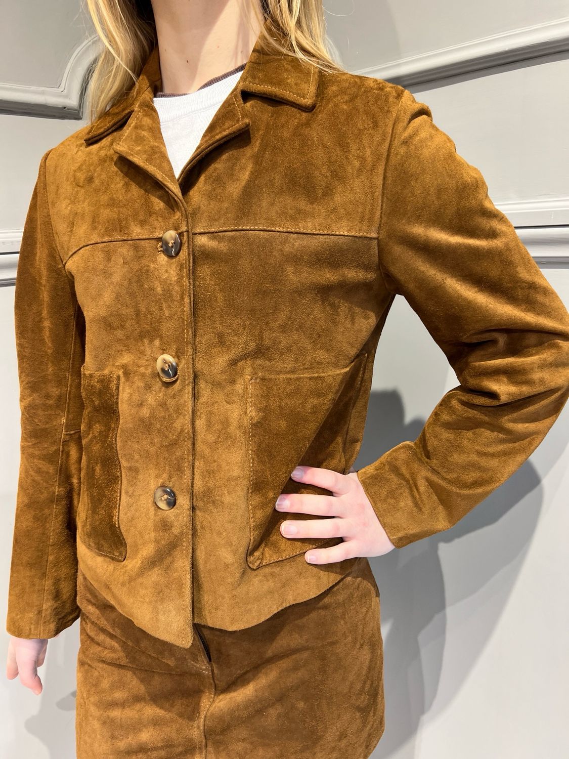 VICOLO - giacca in renna a un petto TF0148 - cuoio