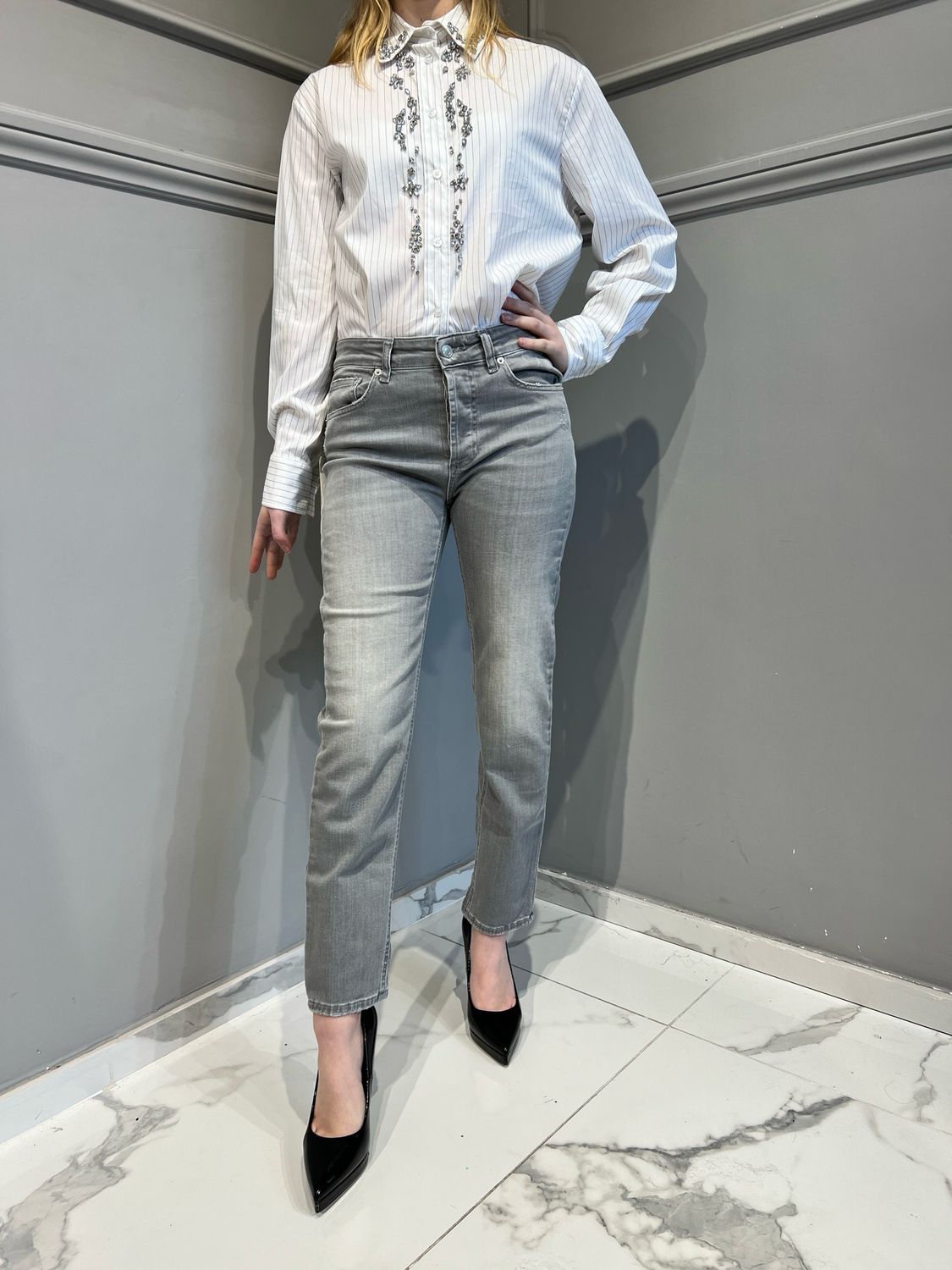 VICOLO - jeans skinny DAISY elasticizzato DD5084 - grigio