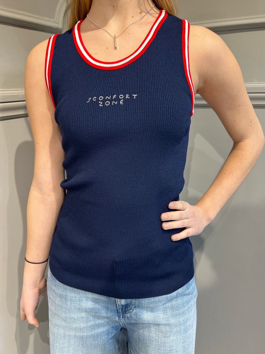 TENSIONE IN - top a canotta SCONFORT ZONE 25P296 - Blu/bianco/rosso