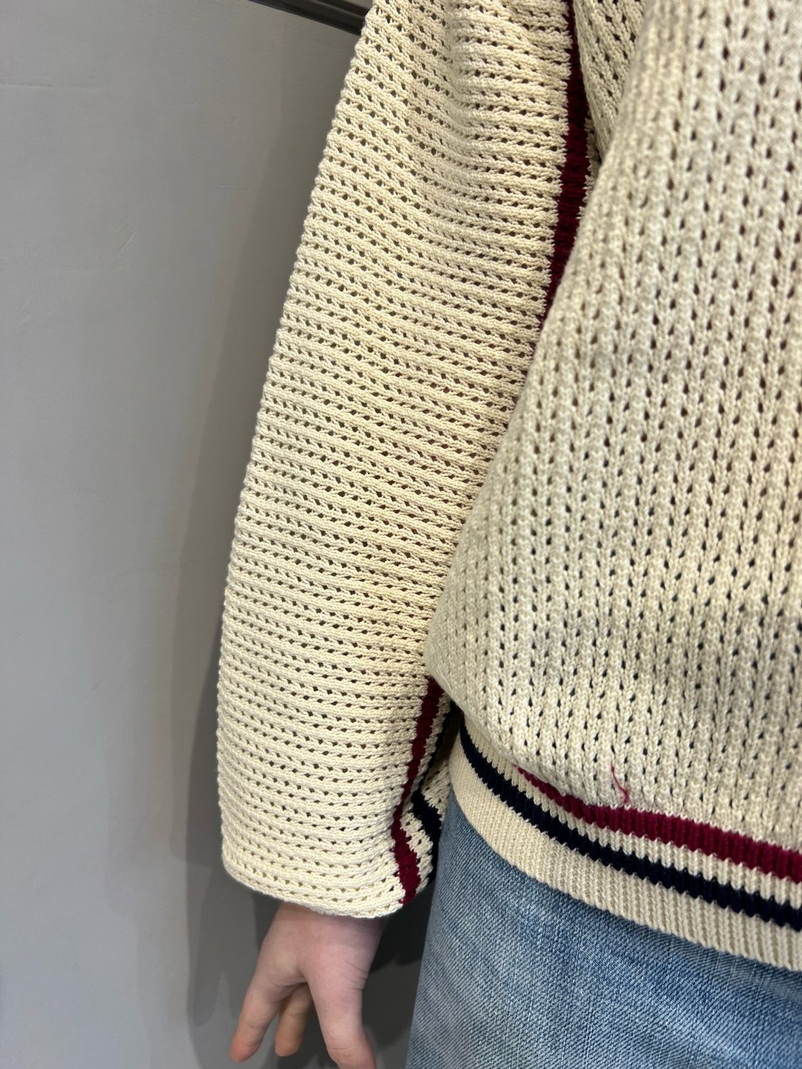 VICOLO - cardigan in filo traforato 77018D - burro/blu/bordeaux