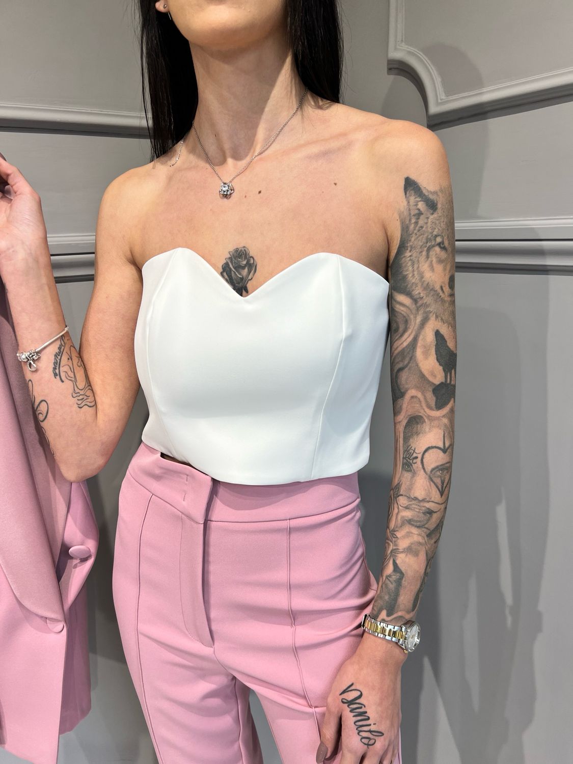 SILENCE LIMITED - bustino a cuore - bianco