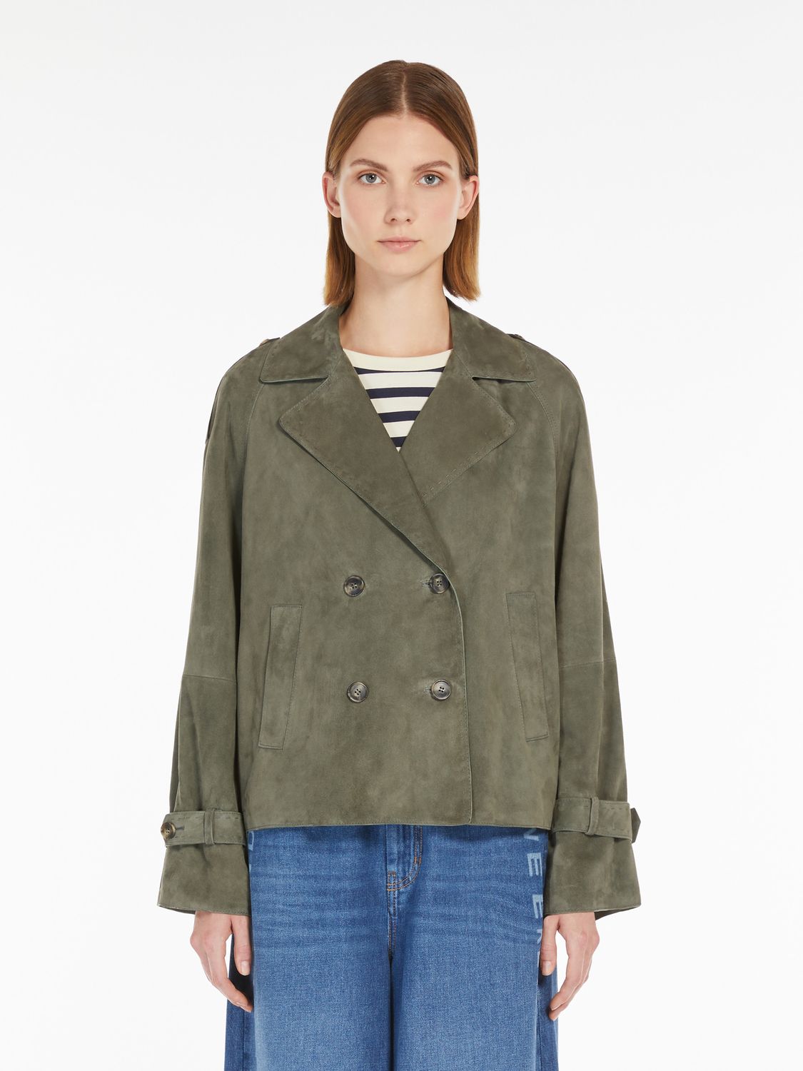 WEEKEND MAX MARA Giacca doppiopetto in suede - verde kaki Codice prodotto:  5441055106001 - OBLATO