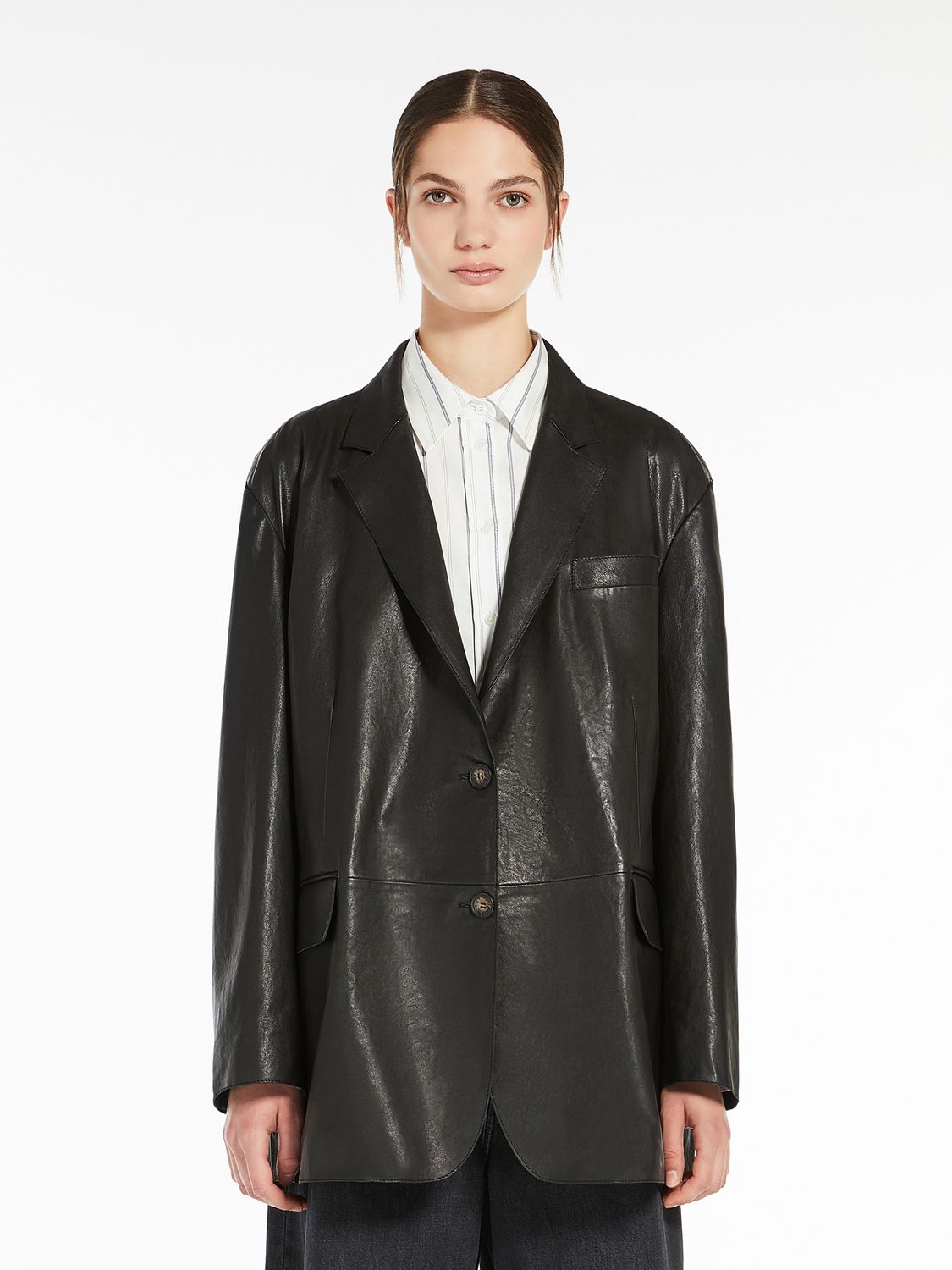 WEEKEND MAX MARA Blazer monopetto in nappa NERO Codice prodotto:  5441035106001 - MARAT