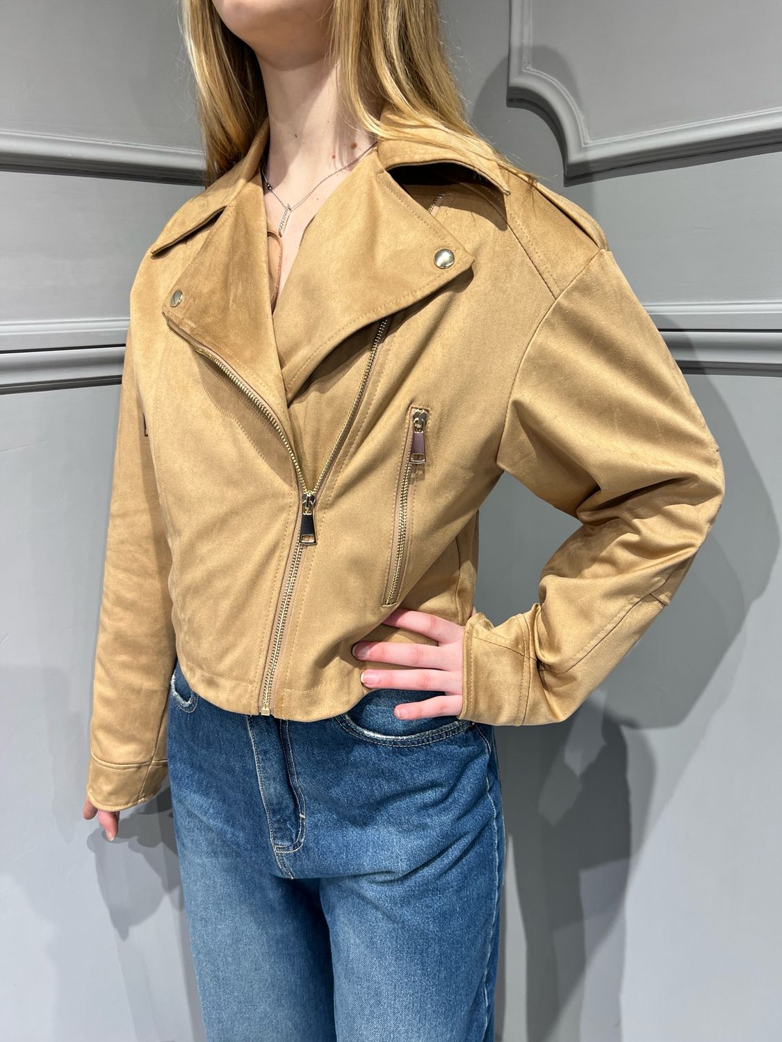 MOTEL - giubbino chiodo in renna ecologica elasticizzata 125067/1l - caffellatte MOTEL - giubbino chiodo in renna ecologica elasticizzata 125067/1l - caffellatte