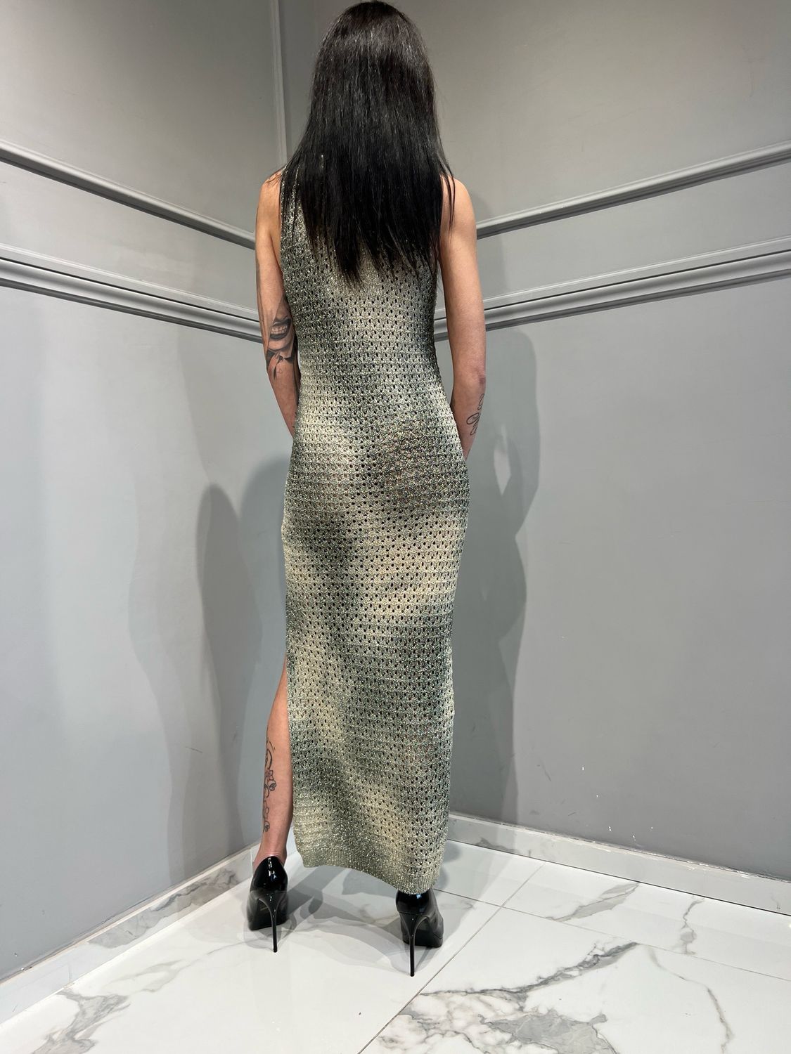 AKEP - abito lurex lungo spruzzato VSKD09081 - variante 2
