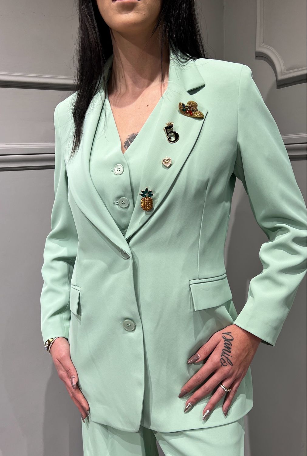 TENSIONE IN - giacca con spille 25b6586 - verde acqua