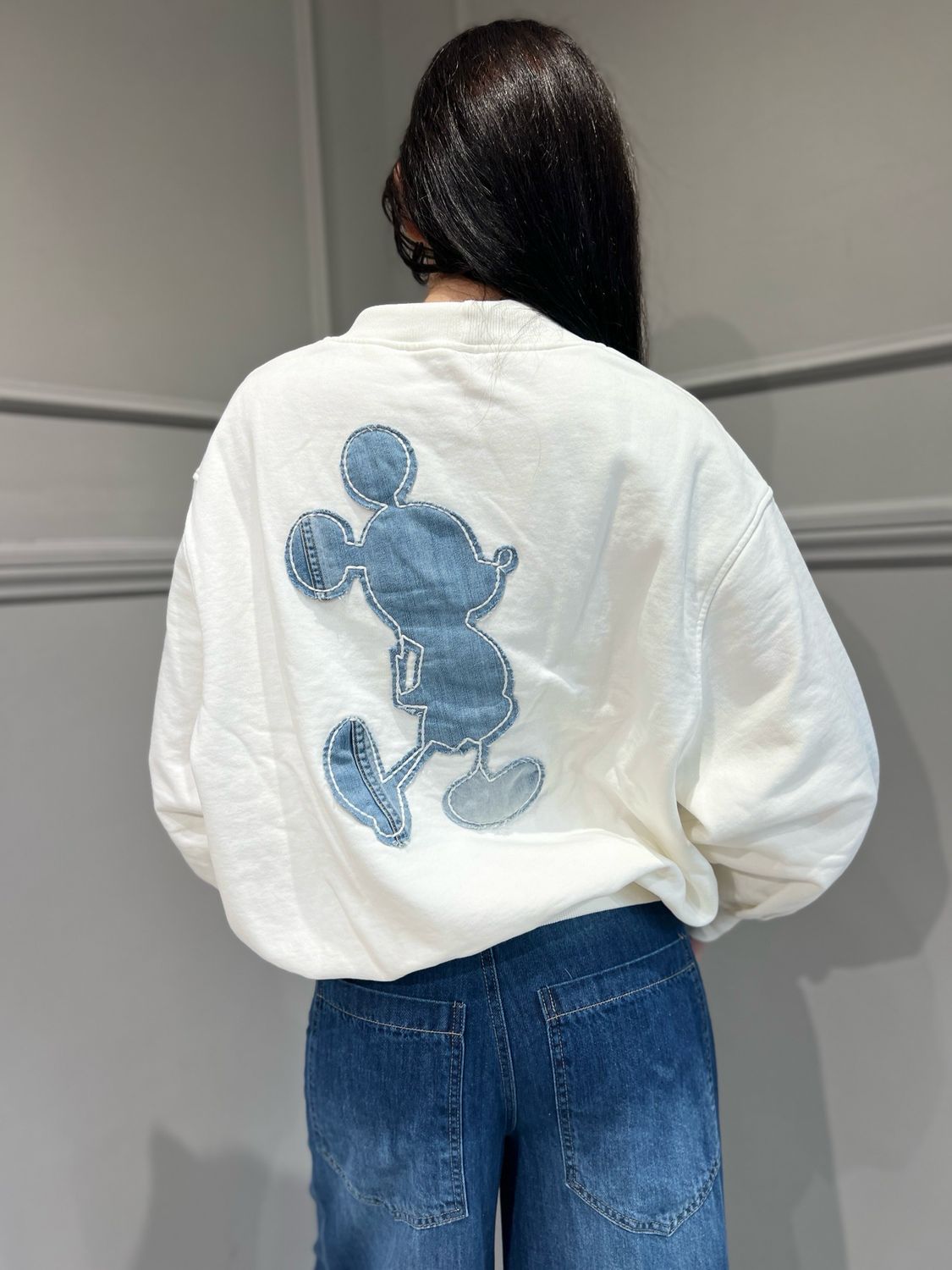 TENSIONE IN - giacchino in felpa garzata con topolino in denim 1240170 - bianco/denim TENSIONE IN - giacchino in felpa garzata con topolino in denim 1240170 - bianco/denim